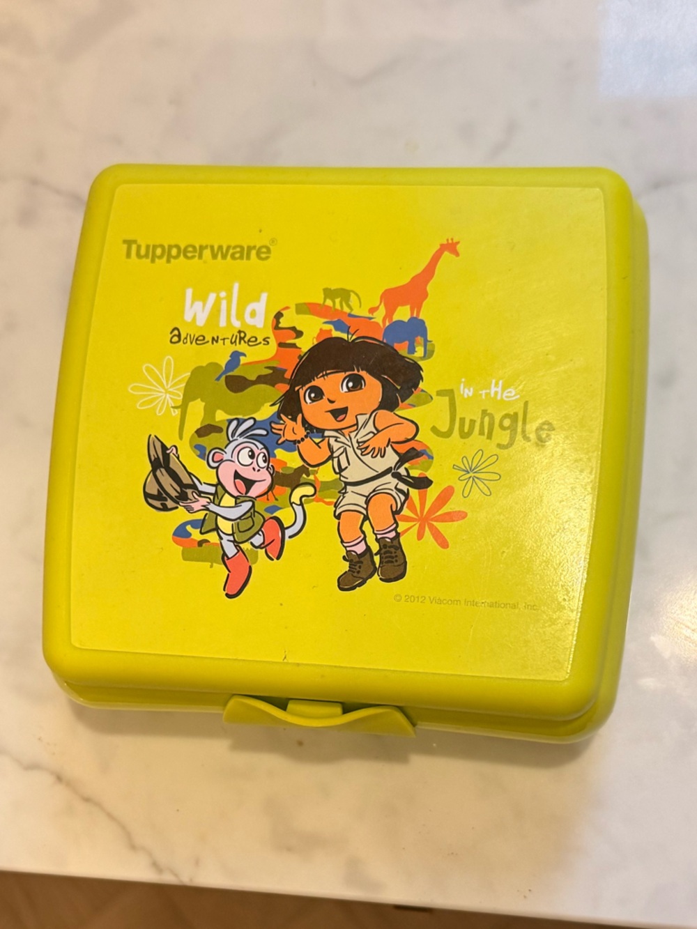 Tupperware Yellow Kids Snack Container with Jungle Cartoon